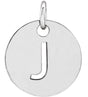 14K Gold Initial J Necklace or Pendant - White Gold