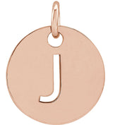 14K Gold Initial J Necklace or Pendant - Rose Gold