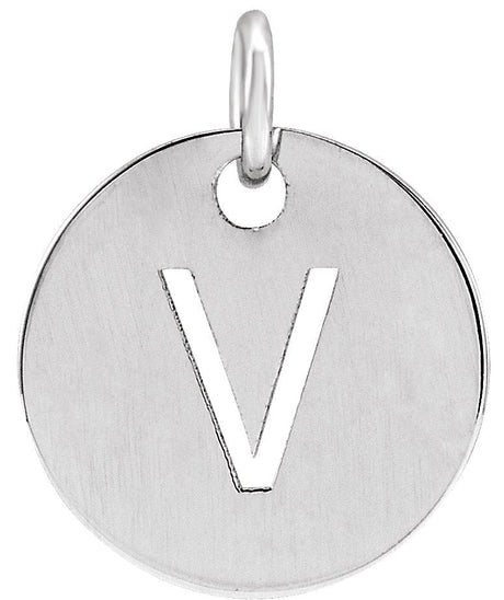 14K Gold Initial V Necklace or Pendant - White Gold