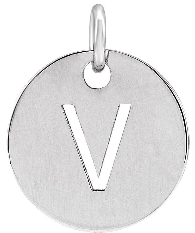 14K Gold Initial V Necklace or Pendant - White Gold