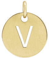 14K Gold Initial V Necklace or Pendant - Yellow Gold