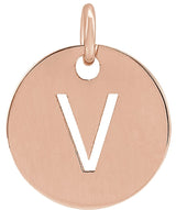 14K Gold Initial V Necklace or Pendant - Rose Gold