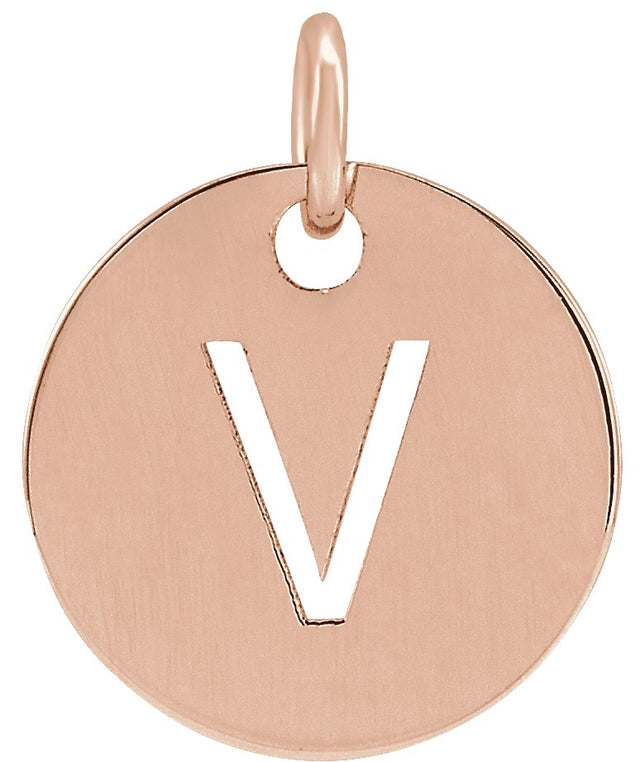 14K Gold Initial V Necklace or Pendant - Rose Gold