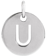 14K Gold Initial U Necklace or Pendant - White Gold
