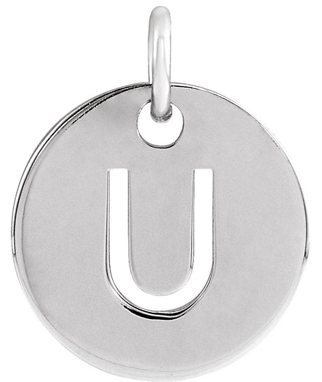 14K Gold Initial U Necklace or Pendant - White Gold