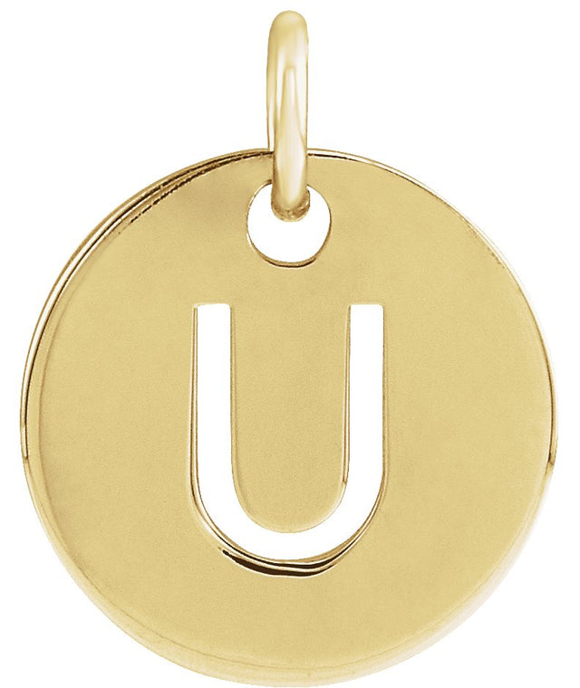 14K Gold Initial U Necklace or Pendant - Yellow Gold