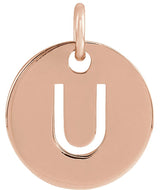 14K Gold Initial U Necklace or Pendant - Rose Gold