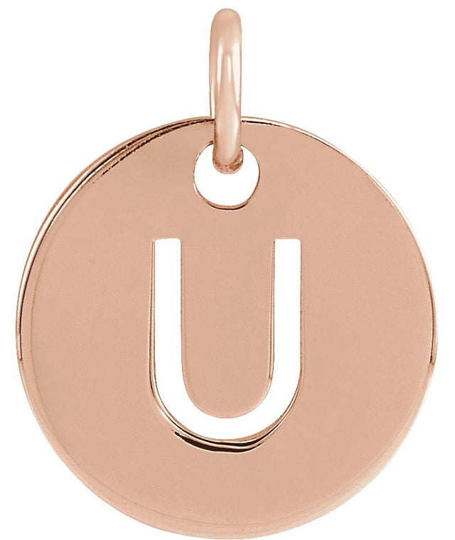 14K Gold Initial U Necklace or Pendant - Rose Gold