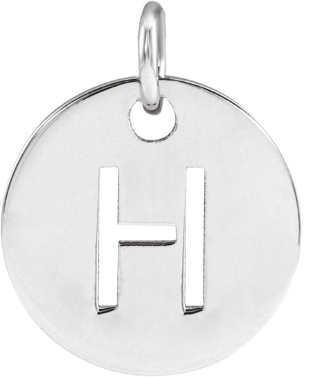 14K Gold Initial H Necklace or Pendant - White Gold