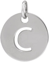 14K Gold Initial C Necklace or Pendant - White Gold