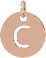 14K Gold Initial C Necklace or Pendant - Rose Gold