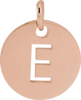 14K Gold Initial E Necklace or Pendant - Rose Gold