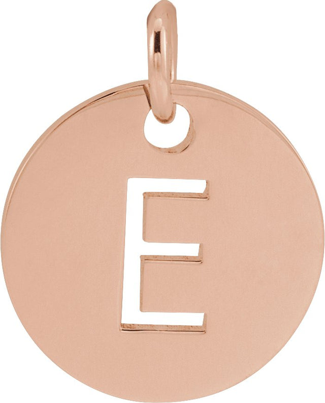 14K Gold Initial E Necklace or Pendant - Rose Gold
