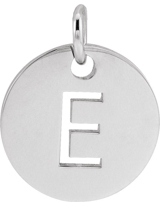 14K Gold Initial E Necklace or Pendant - White Gold