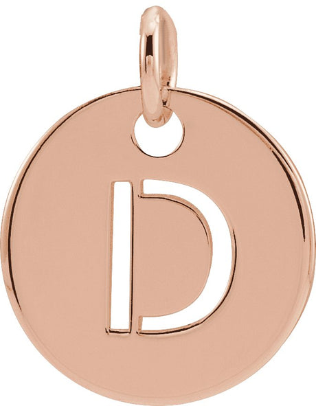 14K Gold Initial D Necklace or Pendant - Rose Gold