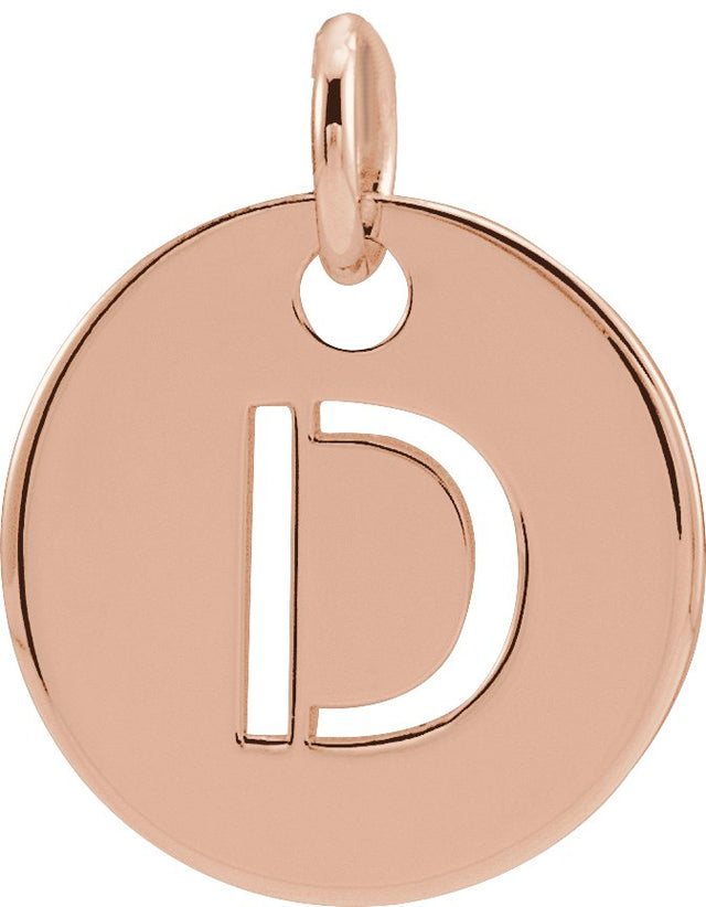 14K Gold Initial D Necklace or Pendant - Rose Gold