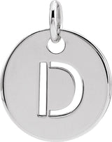 14K Gold Initial D Necklace or Pendant - White Gold
