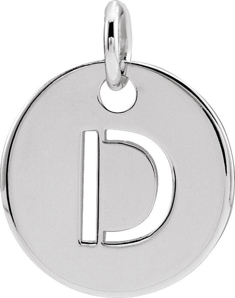 14K Gold Initial D Necklace or Pendant - White Gold