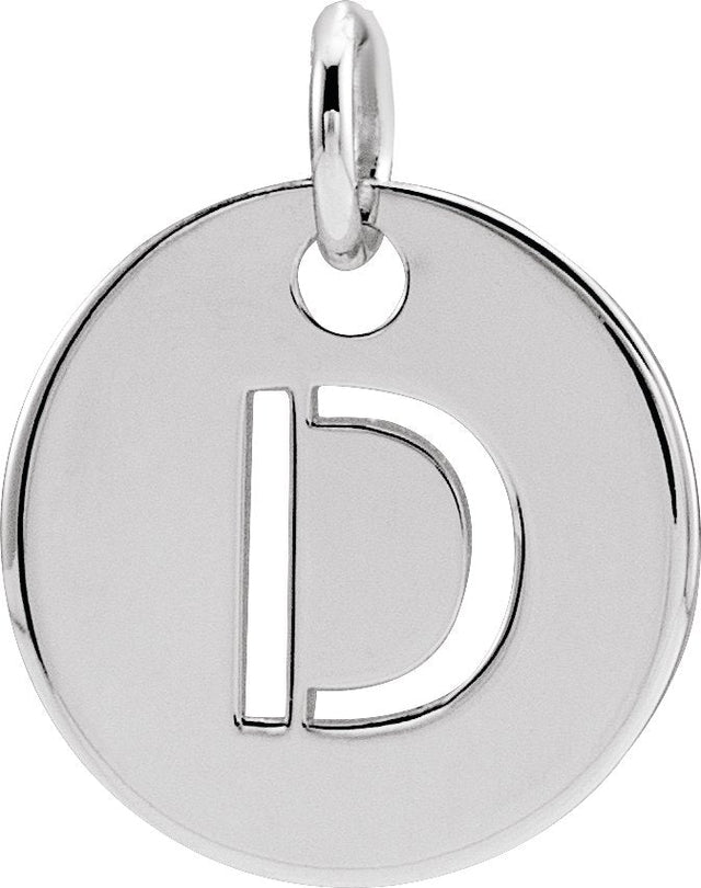14K Gold Initial D Necklace or Pendant - White Gold