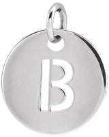 14K Gold Initial B Necklace or Pendant - White Gold
