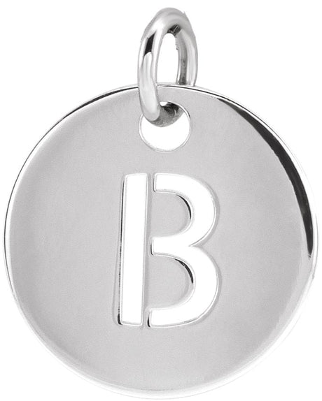 14K Gold Initial B Necklace or Pendant - White Gold