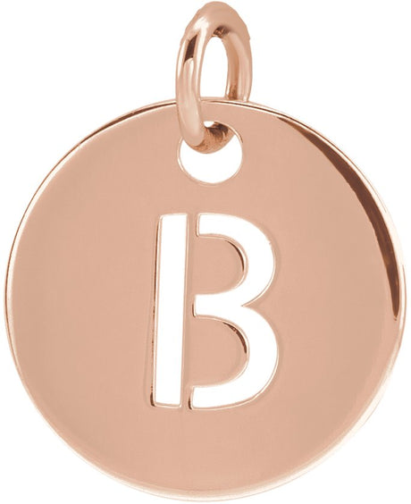 14K Gold Initial B Necklace or Pendant - Rose Gold