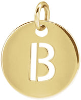 14K Gold Initial B Necklace or Pendant - Yellow Gold