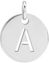 14K Gold Initial A Necklace or Pendant - White Gold