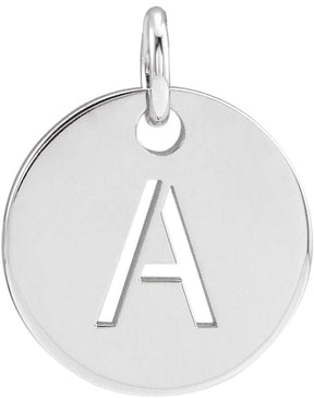 14K Gold Initial A Necklace or Pendant - White Gold