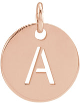 14K Gold Initial A Necklace or Pendant - Rose Gold
