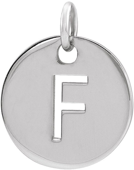 14K Gold Initial F Necklace or Pendant - White Gold