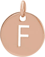 14K Gold Initial F Necklace or Pendant - Rose Gold