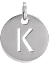 14K Gold Initial K Necklace or Pendant - White Gold