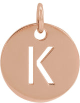 14K Gold Initial K Necklace or Pendant - Rose Gold