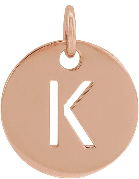 14K Gold Initial K Necklace or Pendant - Rose Gold