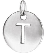 14K Gold Initial T Necklace or Pendant - White Gold