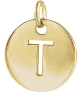 14K Gold Initial T Necklace or Pendant - Yellow Gold