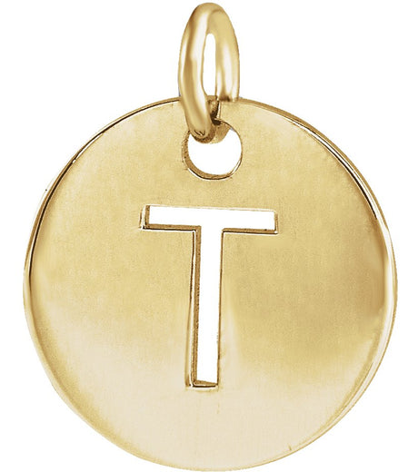 14K Gold Initial T Necklace or Pendant - Yellow Gold