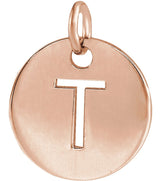 14K Gold Initial T Necklace or Pendant - Rose Gold
