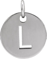 14K Gold Initial L Necklace or Pendant - White Gold