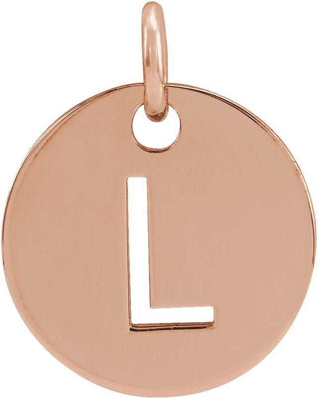 14K Gold Initial L Necklace or Pendant - Rose Gold