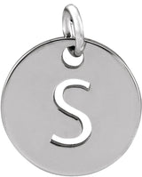 14K Gold Initial S Necklace or Pendant - White Gold