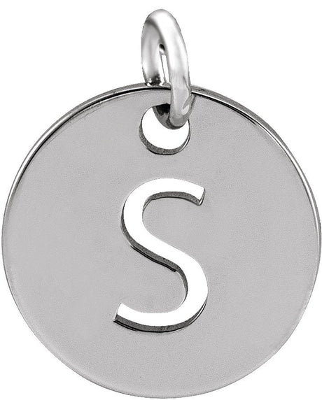 14K Gold Initial S Necklace or Pendant - White Gold
