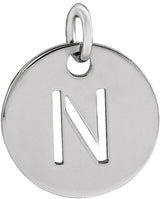 14K Gold Initial Necklace or Pendant - White Gold