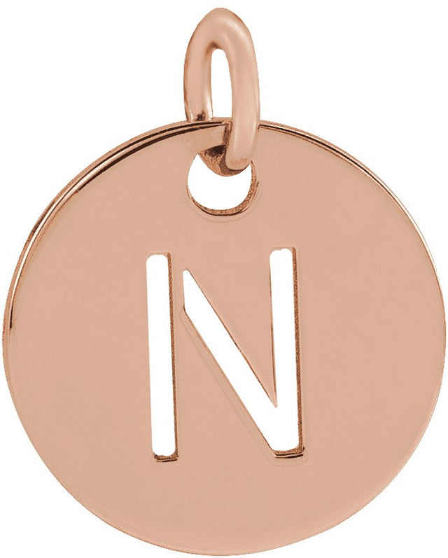 14K Gold Initial Necklace or Pendant - Rose Gold