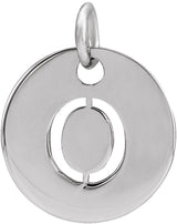 14K Gold Initial O Necklace or Pendant - White Gold