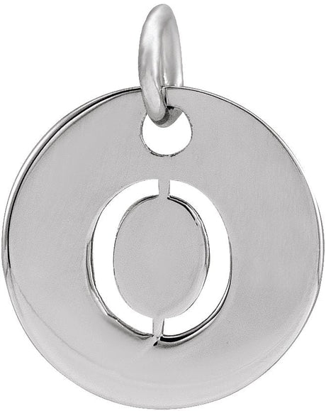 14K Gold Initial O Necklace or Pendant - White Gold
