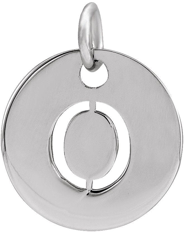 14K Gold Initial O Necklace or Pendant - White Gold