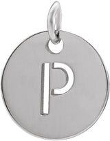 14K Gold Initial P Necklace or Pendant - White Gold
