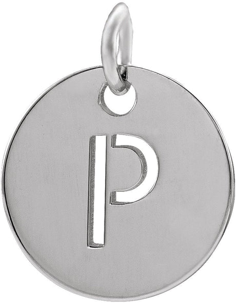 14K Gold Initial P Necklace or Pendant - White Gold